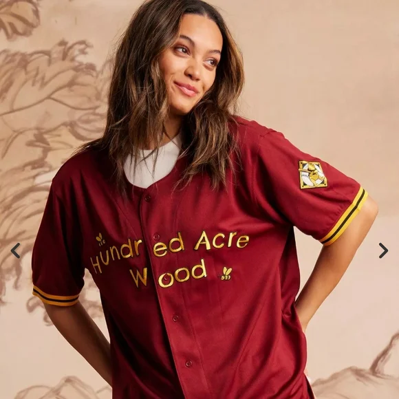 Disney X BoxLunch Exclusive Maroon Whinnie The Pooh 26 Baseball Jersey Shirt - Picture 2 of 7